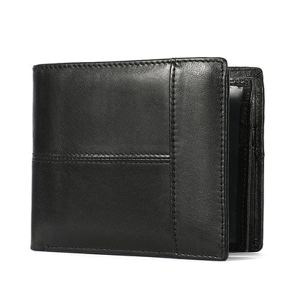 Men's short wallet cowhide thin rfid anti-theft business men's wallet 