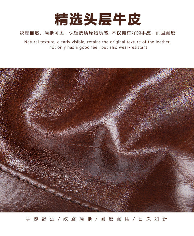 Men's short wallet made of genuine cowhide leather with multi-functional zipper and card bag wallet for men 
