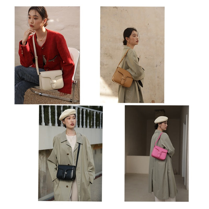 Genuine leather women's bag shoulder bag commuting crossbody bag retro messenger bag goes with everything