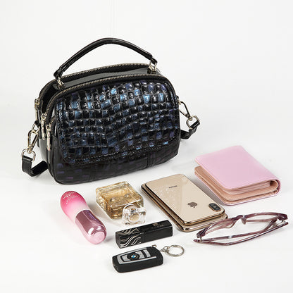 Women's handbag large capacity temperament ladies genuine leather crocodile pattern shoulder bag crossbody bag goes with anything