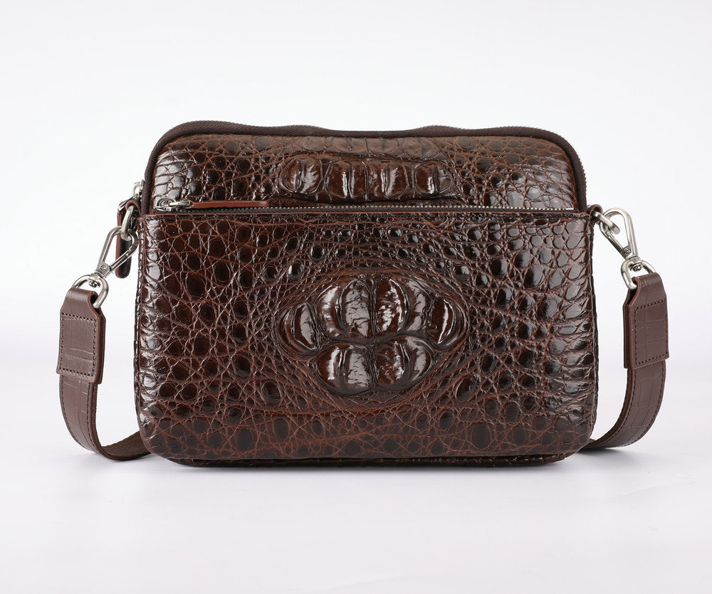 Crocodile Bone Skin Men's Shoulder Bag Messenger Bag Genuine Leather Large Capacity Casual Fashion Crossbody Bag for Men 