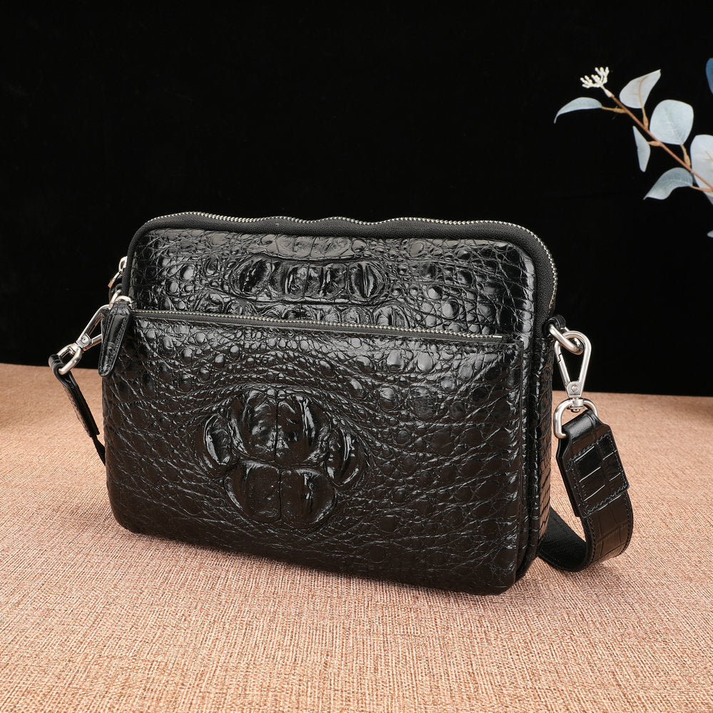 Crocodile Bone Skin Men's Shoulder Bag Messenger Bag Genuine Leather Large Capacity Casual Fashion Crossbody Bag for Men 