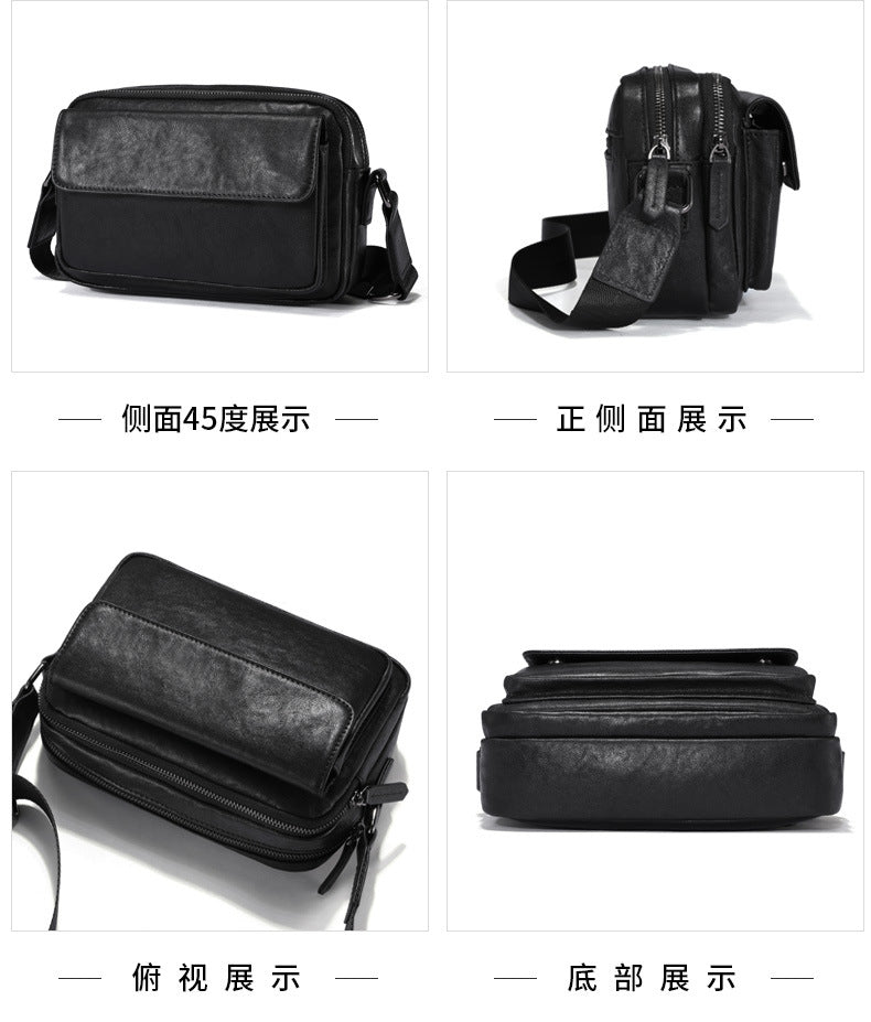 Men's Shoulder Bag Made of Cowhide Genuine Leather High Quality Business Casual Crossbody Bag 