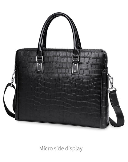 Men's Briefcase Handbag Cowhide Genuine Leather Computer Bag Business Large Capacity Fashion Crocodile Crest Handbag for Men 