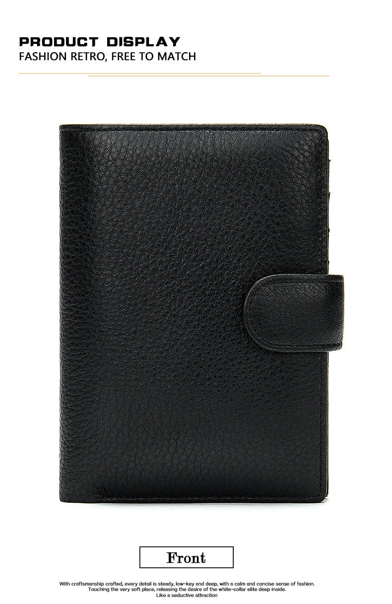 Men's wallet cowhide texture lychee pattern card holder business wallet for men 