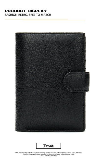 Men's wallet cowhide texture lychee pattern card holder business wallet for men 