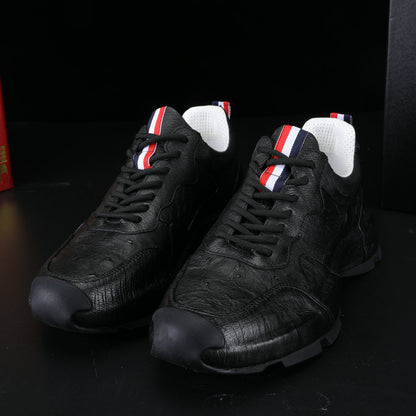 Ostrich leather genuine leather men's sneakers fashion casual shoes in-heel men's shoes 