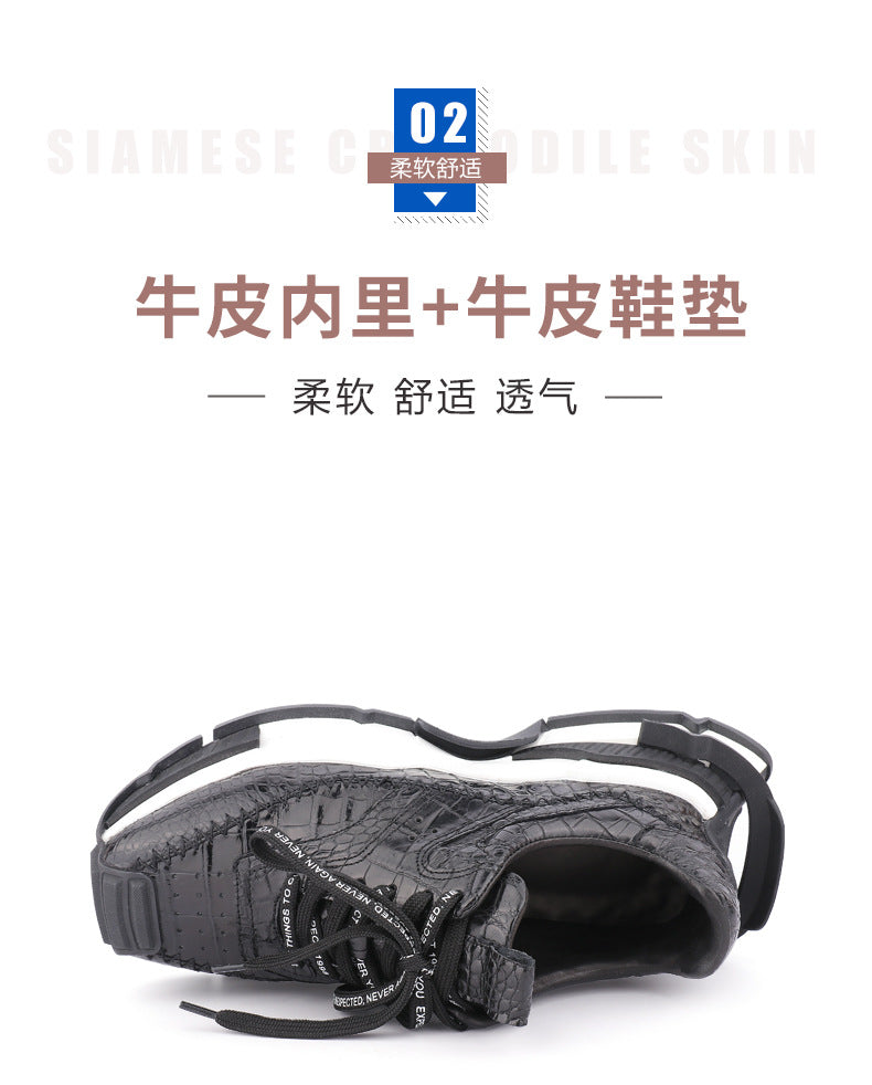 Taisham Crocodile Skin Genuine Leather Men's Sneakers Fashion Men Shoes 