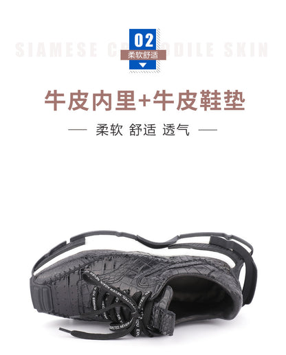 Taisham Crocodile Skin Genuine Leather Men's Sneakers Fashion Men Shoes 
