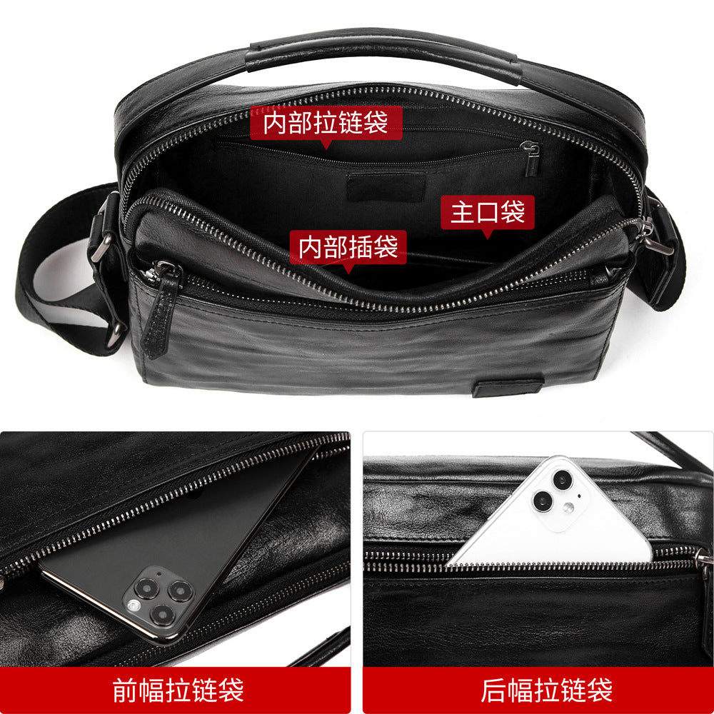 Men's shoulder bag, genuine cowhide leather, business commuting handbag, handbag, crossbody bag for men 