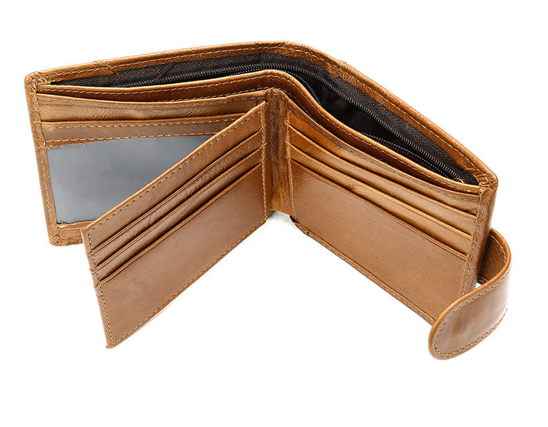 Men's Short Wallet Business Genuine Cowhide Leather Coin Purse Card Bag Men's Wallet 