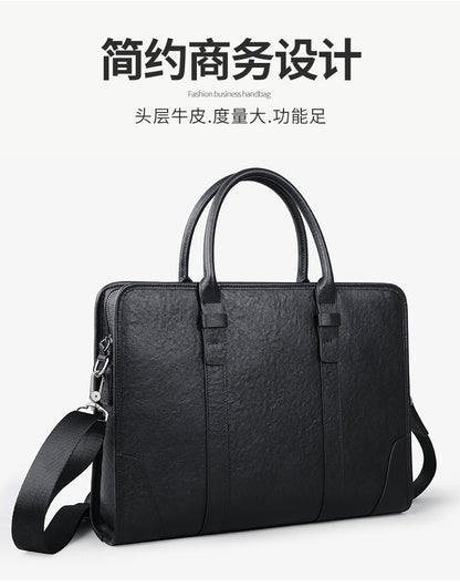 Men's handbag, genuine cowhide leather, handbag, crossbody bag, large capacity computer briefcase 