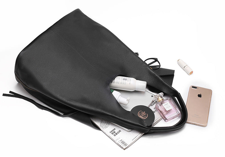Genuine leather women's bag large capacity tote bag fashionable atmospheric bucket bag shoulder bag shoulder bag
