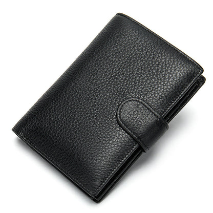 Men's wallet cowhide texture lychee pattern card holder business wallet for men 