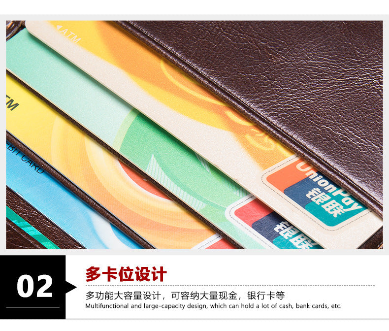 Men's short wallet, portable, compact, genuine cowhide leather, retro commuting fashion, card bag wallet for men 