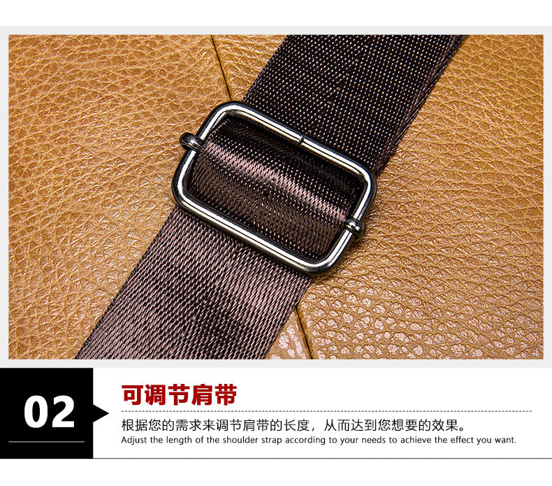 Men's shoulder bag Genuine cowhide leather business commuter lychee pattern crossbody bag for men 