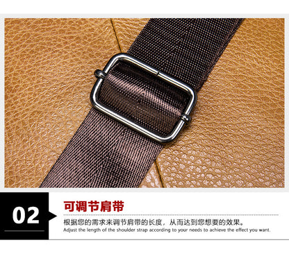 Men's shoulder bag Genuine cowhide leather business commuter lychee pattern crossbody bag for men 