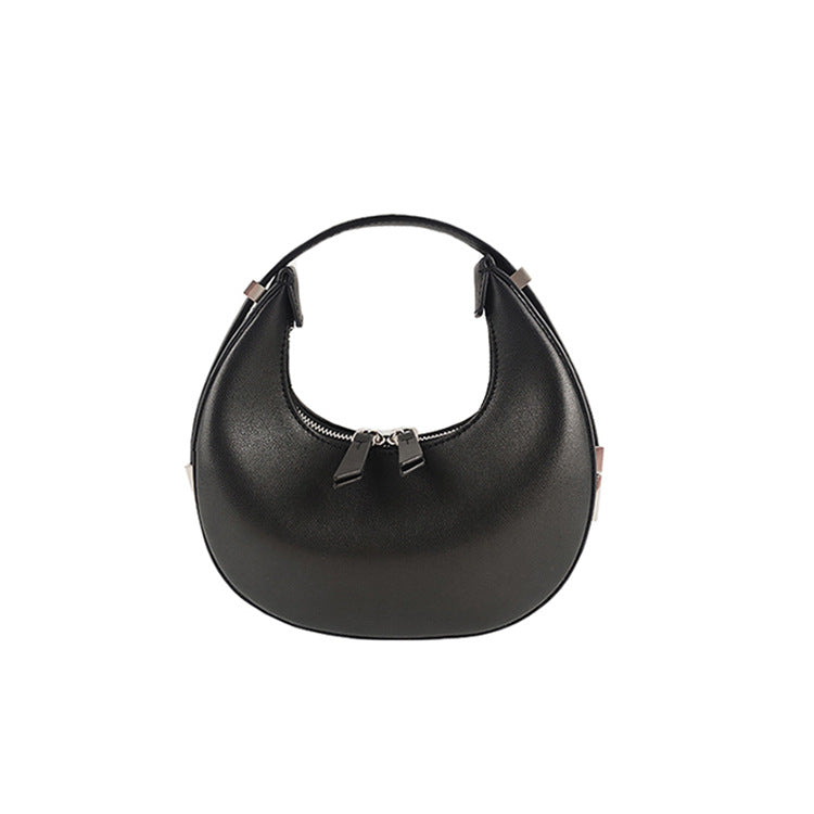 Genuine leather ladies bag half moon bag temperament cowhide mini armpit bag ladies handbag shoulder bag