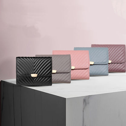 Women's cowhide tri-fold wallet short wallet genuine leather women's coin purse wallet trendy