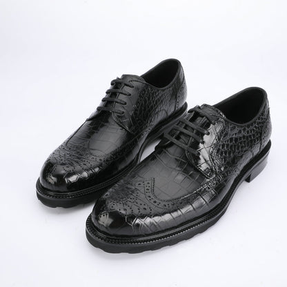 New Men's Leather Shoes Crocodile Belly Skin Genuine Leather Breathable Business Suit Shoes 