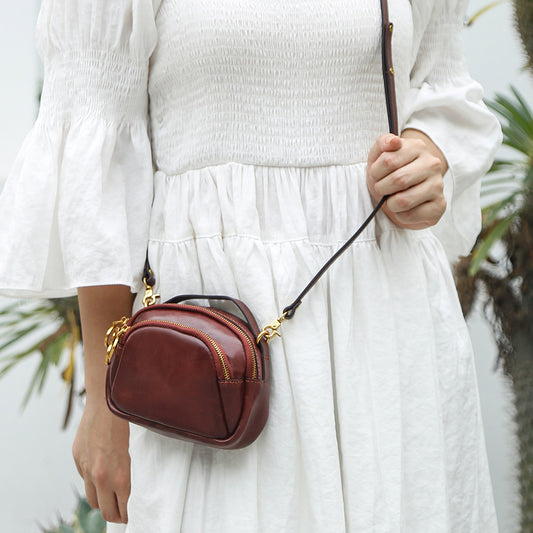 Genuine leather shoulder bag women pouch shoulder bag shoulder bag simple mobile bag goes with anything
