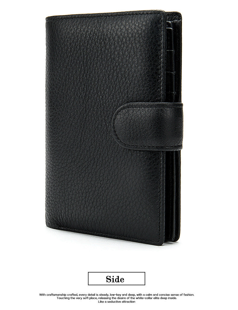 Men's wallet cowhide texture lychee pattern card holder business wallet for men 