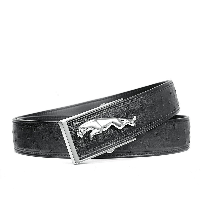 Ostrich skin men's belt genuine leather business casual automatic buckle width 3.4cm high quality male belt 