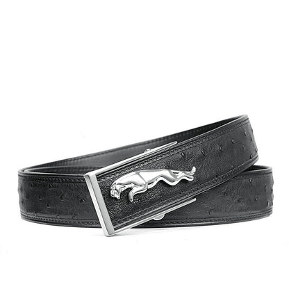 Ostrich skin men's belt genuine leather business casual automatic buckle width 3.4cm high quality male belt 