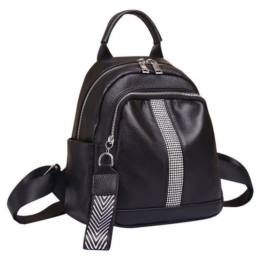 Genuine leather ladies shoulder bag women cowhide rucksack zipper commuting 