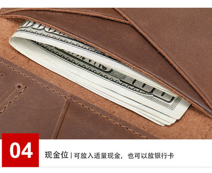 Men's short wallet cowhide retro card holder men's wallet 