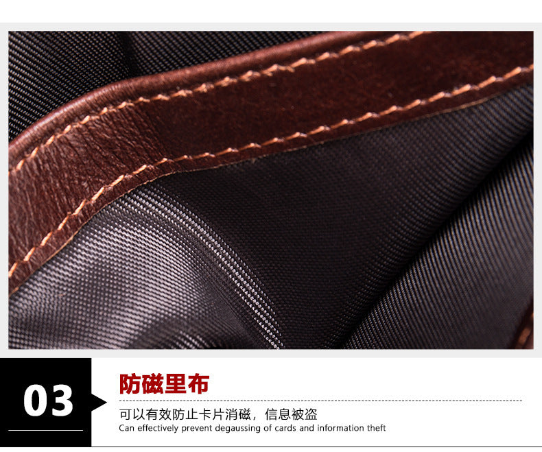 Men's short wallet, portable, compact, genuine cowhide leather, retro commuting fashion, card bag wallet for men 