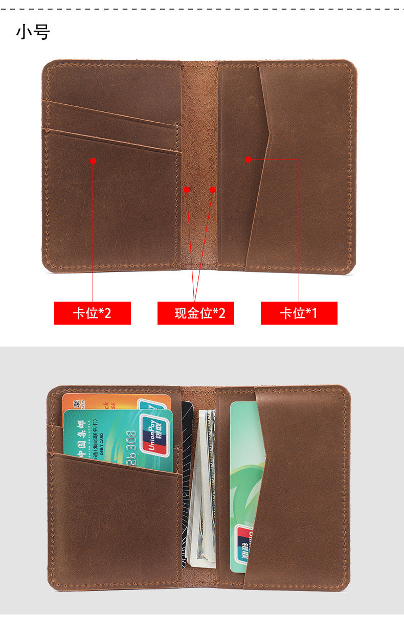 Men's short wallet cowhide retro card holder men's wallet 
