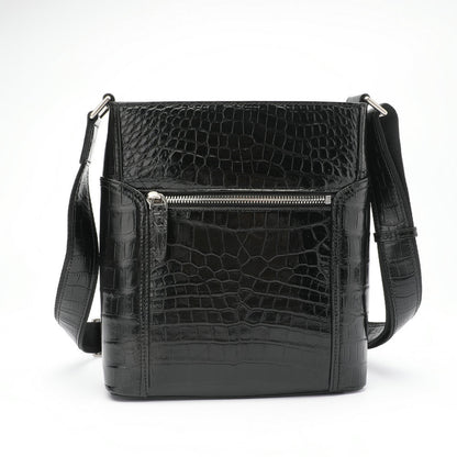 Men's Shoulder Bag Crocodile Skin Genuine Leather Business Casual Outdoor Office Crossbody Bag