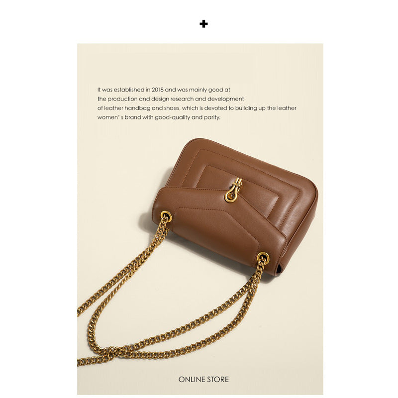 Women's shoulder bag Genuine leather chain bag Cowhide crossbody bag Luxury underarm bag