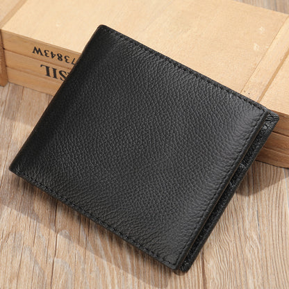 Men's short wallet made of genuine cowhide leather bifold folding DIY handmade wallet men's wallet 
