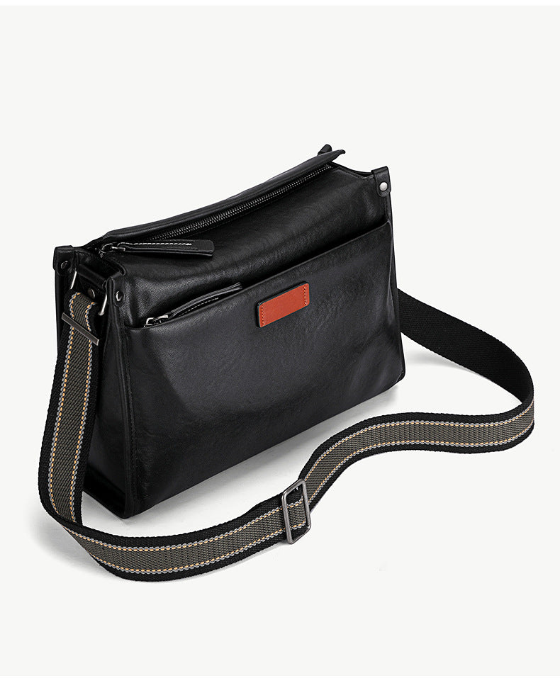 Men's Shoulder Bag Cowhide Genuine Leather Fashion Casual Commuting Crossbody Bag for Men 