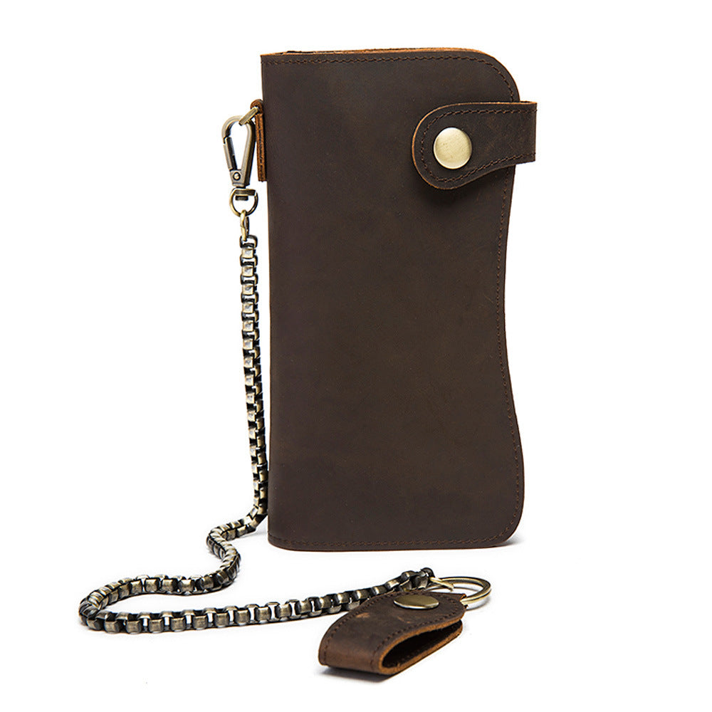 Men's Wallet Cow Leather Fashion Personality Zipper Clutch Bag Men's Card Bag Handbag 