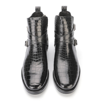 Men's Martin Boots Autumn/Winter Cold Protection Crocodile Skin Genuine Leather Men's Snow Boots 