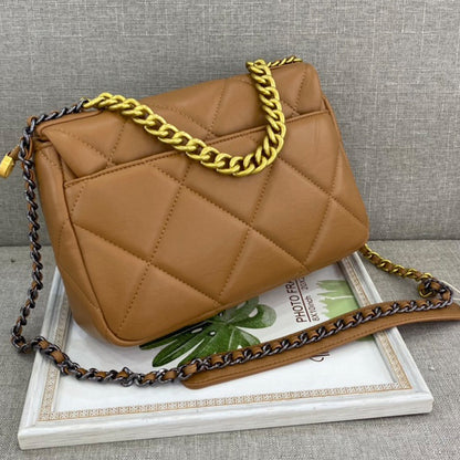 Ladies Genuine Leather Shoulder Bag Chain Bag Wandering Bag Check Crossbody Bag Fashion Trend