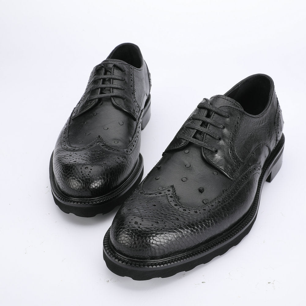 Ostrich skin genuine leather men's leather shoes Excellent breathability Men's business shoes 