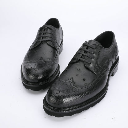Ostrich skin genuine leather men's leather shoes Excellent breathability Men's business shoes 