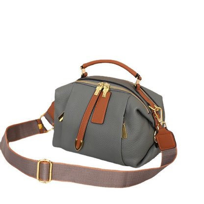 Cowhide crossbody genuine leather ladies bag large capacity one shoulder Boston ladies handbag