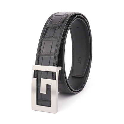 New Men's Belt Crocodile Skin Genuine Leather Unjointed Fashion Casual Men's Belt 