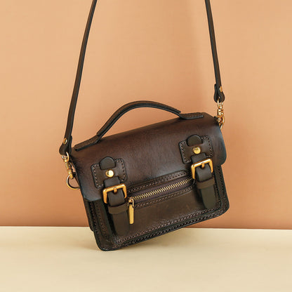 Women's Cowhide Gyukawa Pouch Luxury Mini Shoulder Bag Genuine Leather Crossbody Bag Retro