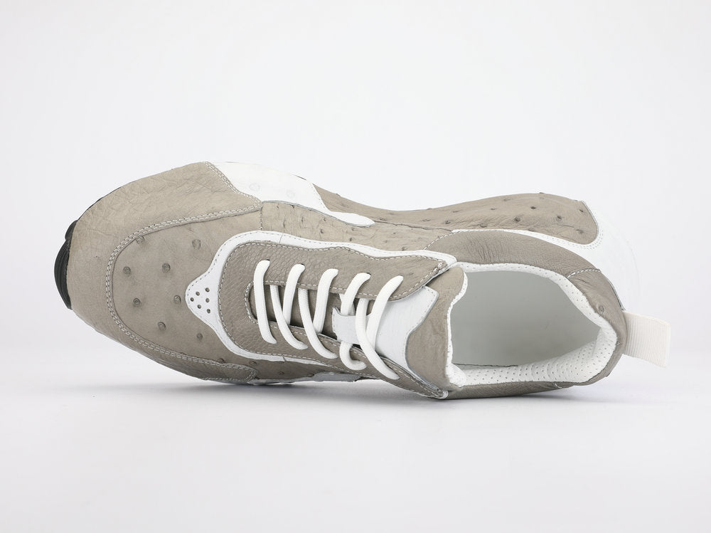 Men's Shoes Made of Ostrich Skin Genuine Leather Men's Shoes In-Heel Anti-Slip Fashion Casual Sneakers 