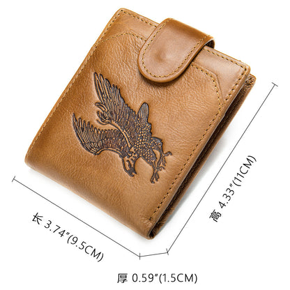 Men's Short Wallet Business Genuine Cowhide Leather Coin Purse Card Bag Men's Wallet 