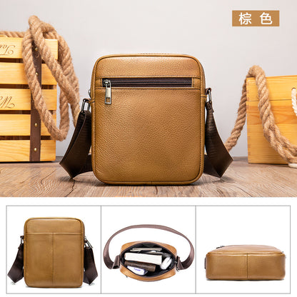 Men's shoulder bag Genuine cowhide leather business commuter lychee pattern crossbody bag for men 
