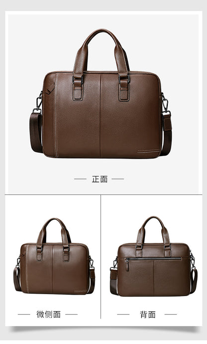 Men's handbag Genuine leather cowhide computer bag Business large capacity briefcase Men's handbag 