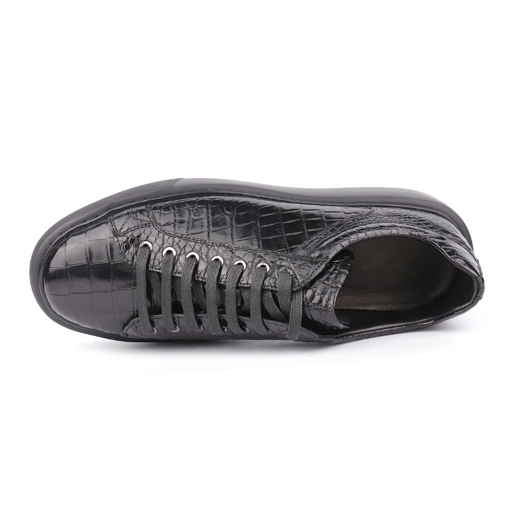 Crocodile Skin Genuine Leather Men's Sneakers Sports Casual Athletic Shoes Simple Fashion Wear-resistant Men's Shoes 