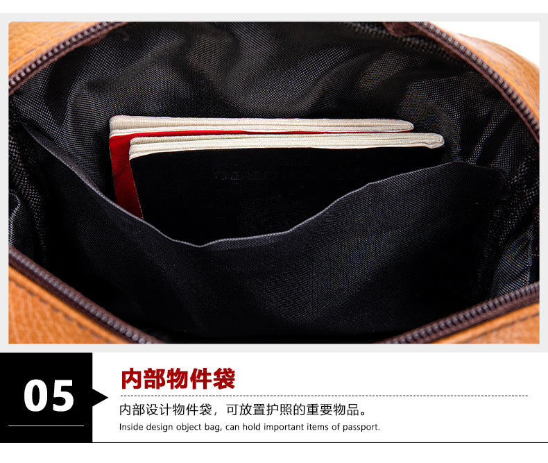 Men's shoulder bag Genuine cowhide leather business commuter lychee pattern crossbody bag for men 